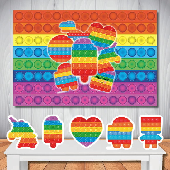 Kit Cenário Popit Fidget Toys Painel e Display de Mesa