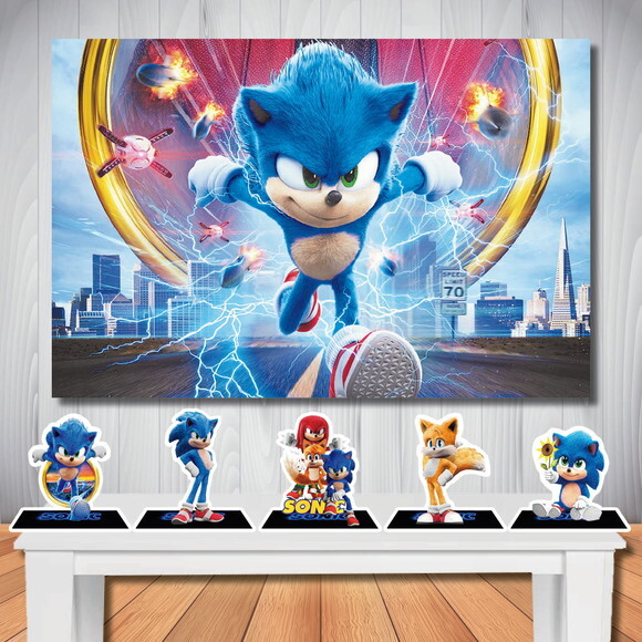 Kit Cenário Sonic Filme Painel de Aniversário e Display