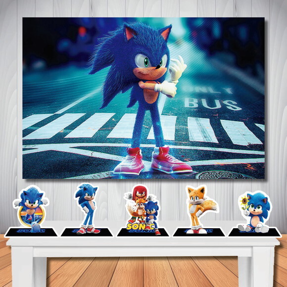 Kit Cenário Sonic Filme Painel de Aniversário e Display