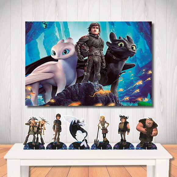 Kit Como Treinar Seu Dragão Painel de Aniversário e Display
