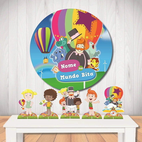 Kit Decoração de Festa Mundo Bita Painel Circular e Totem