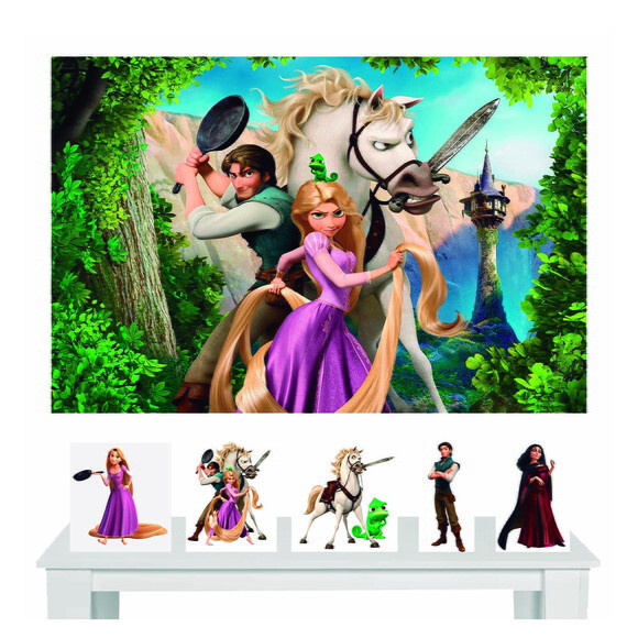 Kit Decoração Display de Mesa e Painel de Festa Rapunzel