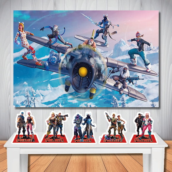 Kit Decoração Fortnite Painel de Aniversário e Display