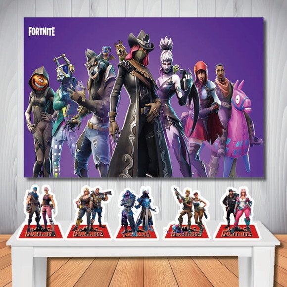 Kit Decoração Fortnite Painel de Aniversário e Display