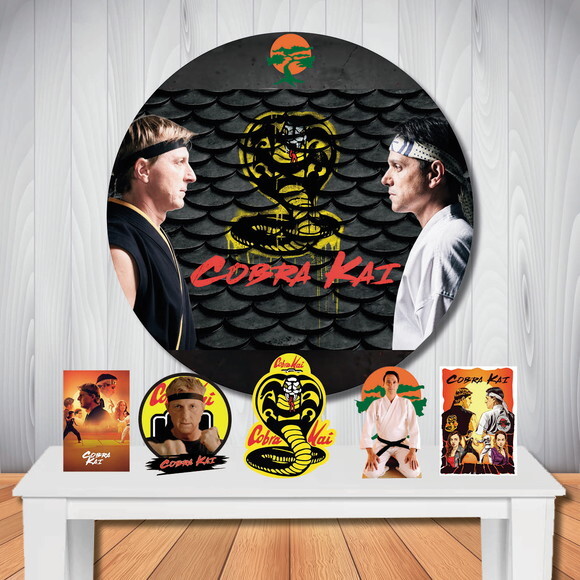 Kit Decoração Painel de Festa Redondo Cobra Kai Display