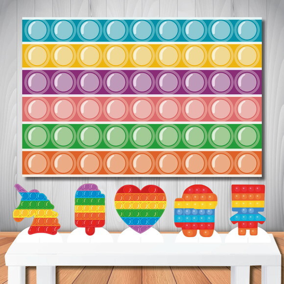 Kit Decoração Popit Fidget Toys Painel de Festa e Display