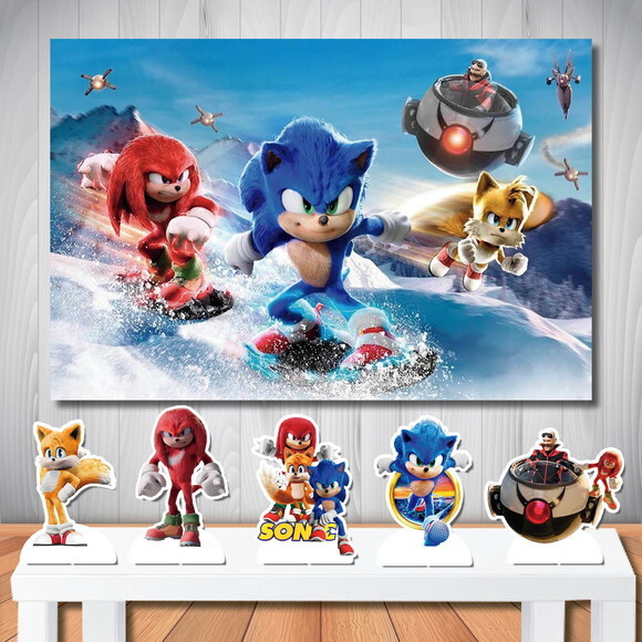 Kit Decoração Sonic Filme 2 Painel de Festa e Display
