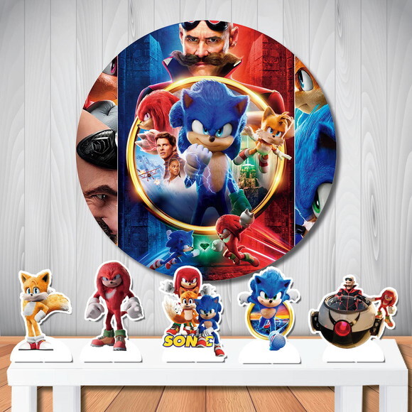 Kit Decoração Sonic Filme 2 Painel Redondo 1,5x1,5 e Display