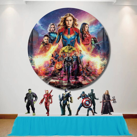 Kit Decoração Vingadores Ultimato Painel Redondo e Totem