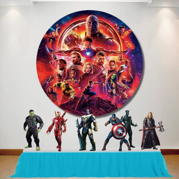 Kit Decoração Vingadores Ultimato Painel Redondo e Totem