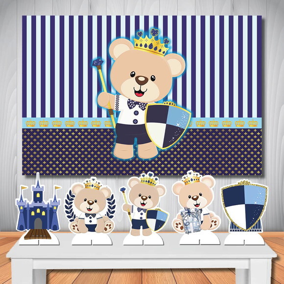 Kit Festa Aniversário Mega Painel + Display Ursinho Príncipe