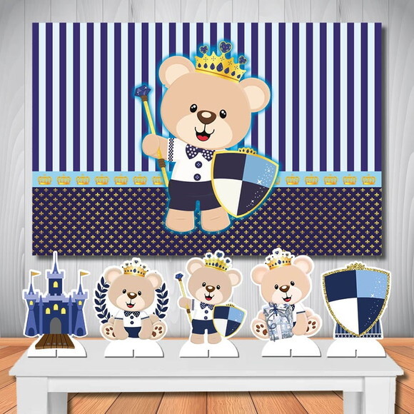 Kit Festa Aniversário Top Painel + Display Ursinho Príncipe