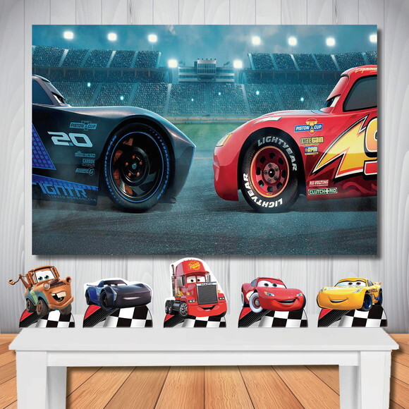 Kit Festa Carros 3 Painel Cenário e Display de Mesa