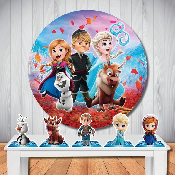 Kit Festa Frozen Baby Painel Redondo e Totem de Mesa