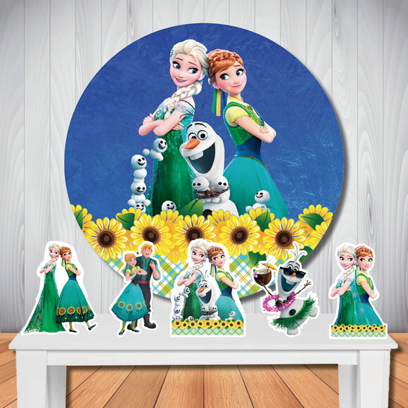 Kit Festa Frozen Fever Painel Redondo e Display de Mesa