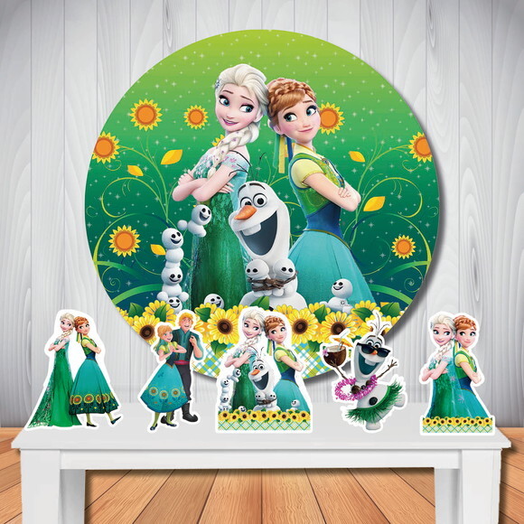 Kit Festa Frozen Fever Painel Redondo e Display de Mesa