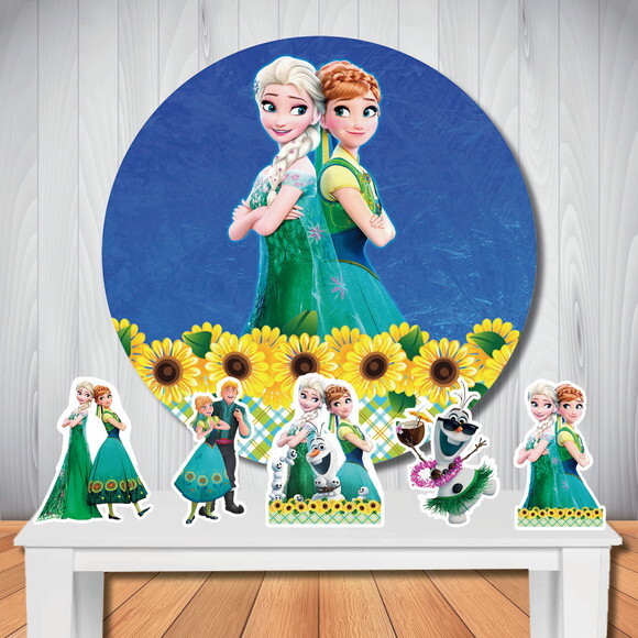 Kit Festa Frozen Fever Painel Redondo e Display de Mesa
