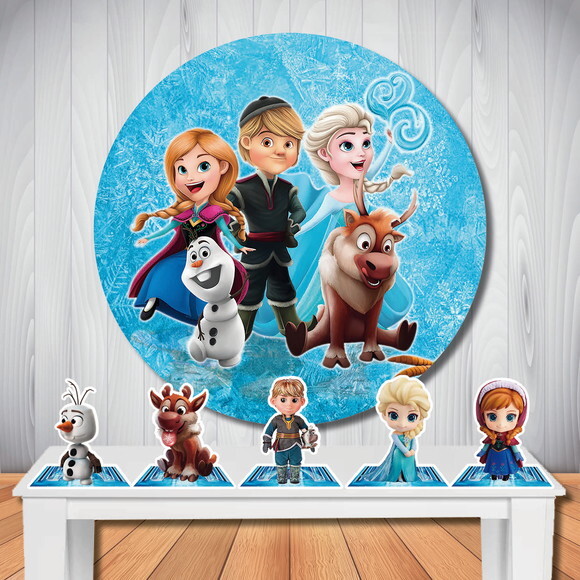 Kit Festa Frozen Baby Painel Redondo e Totem de Mesa