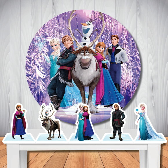 Kit Festa Frozen Painel Circular e Display de Mesa