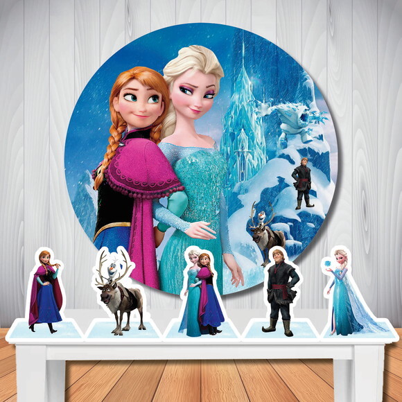 Kit Festa Frozen Painel Circular e Display de Mesa