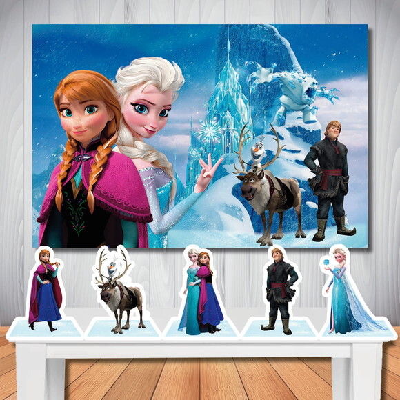 Kit Festa Frozen Painel de Aniversário e Display de Mesa