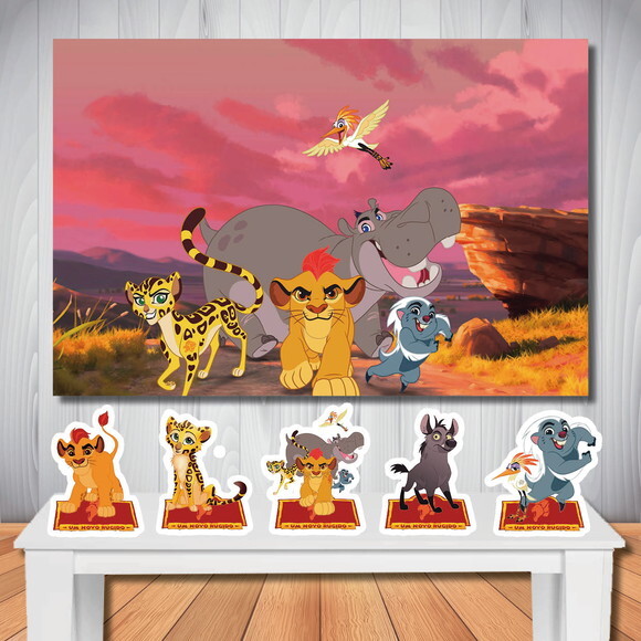 Kit Festa Guarda do Leão Painel Infantil e Display de Mesa