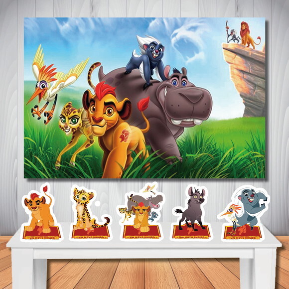Kit Festa Guarda do Leão Painel Infantil e Display de Mesa