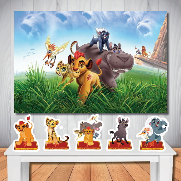 Kit Festa Guarda do Leão Painel Infantil e Display de Mesa