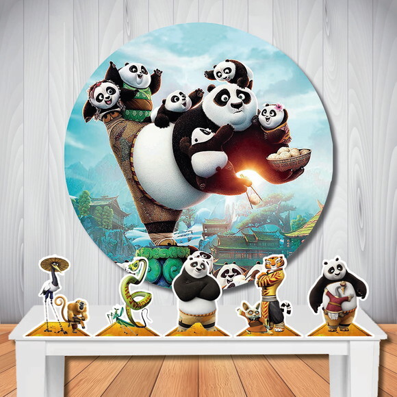 Kit Festa Kung Fu Panda Totem de Mesa e Painel Redondo