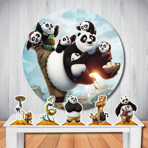 Kit Festa Kung Fu Panda Totem de Mesa e Painel Redondo