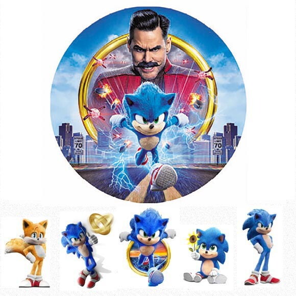 Kit Festa Painel Redondo e Display Sonic Filme - 1,50x1,50m