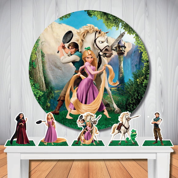 Kit Festa Rapunzel Enrolados Painel Redondo e Totem