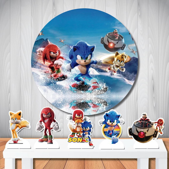 Kit Festa Sonic Filme 2 Painel Redondo 1,50x1,50m e Display