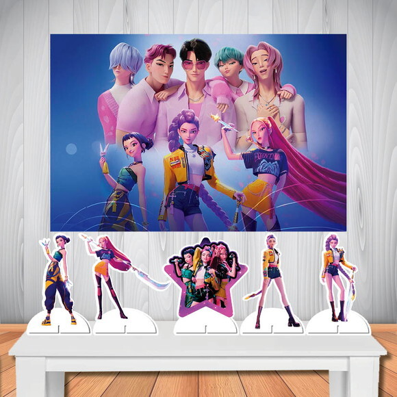 Kit Festa Top Painel Aniversário Display Guerreiras do Kpop