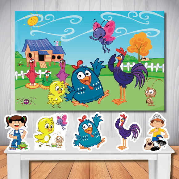 Kit Galinha Pintadinha Painel 1,50x1,00m e Display de Mesa