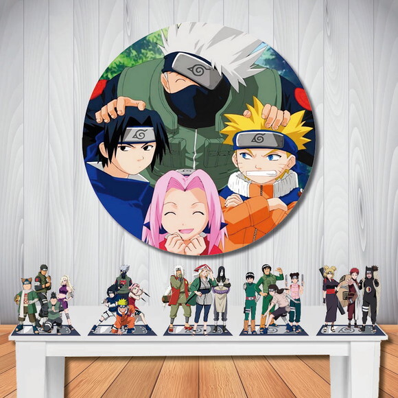 Kit Naruto Painel Redondo de Festa e Display de Mesa