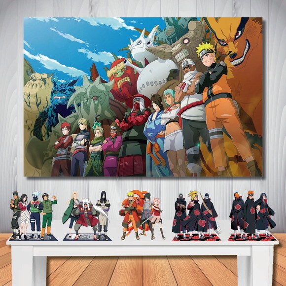 Kit Naruto Shippuden Painel de Aniversário 1,5x1,0 e Display