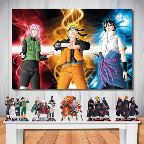Kit Naruto Shippuden Painel de Aniversário 1,5x1,0 e Display