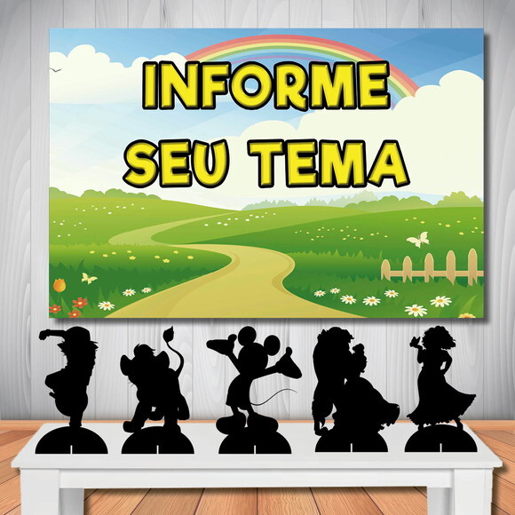 Kit Painel de Aniversário 1,50x1,00 e Display de Mesa Temas
