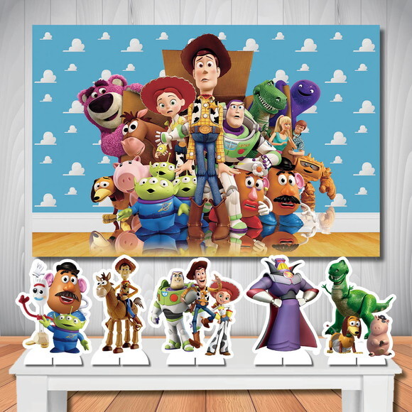 Kit Painel de Aniversário 1,5x1,0m e Display mdf Toy Story