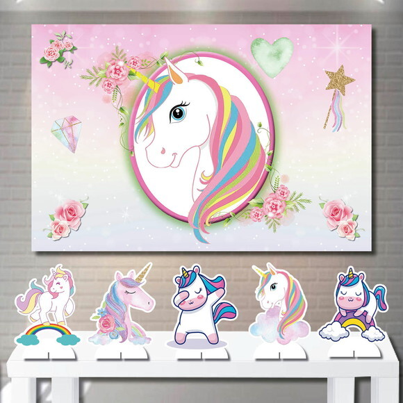 Kit Painel de Aniversário 1,5x1,0m e Display Unicórnio