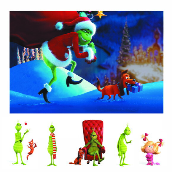Kit Painel de Festa 1,50x1,00m e Totem o Grinch