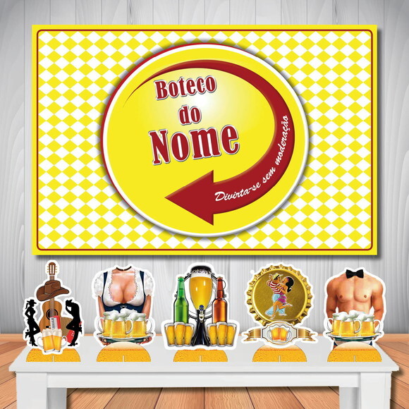 Kit Painel de Festa 1,5x1,0m e Display mdf Boteco Skol