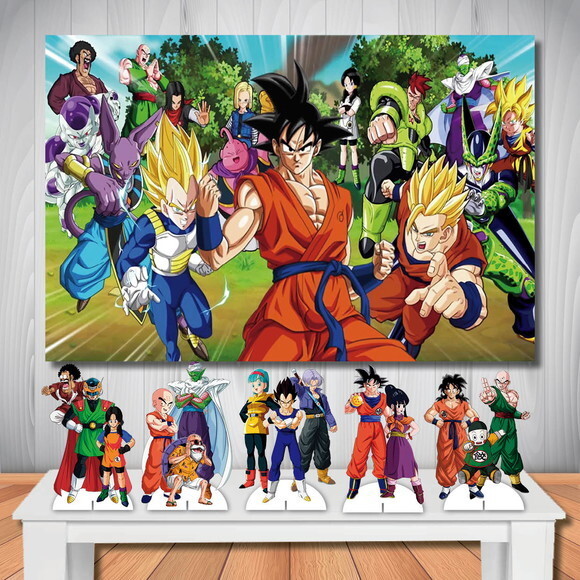 Kit Painel de Festa 1,5x1,0m e Display mdf Dragon Ball Z