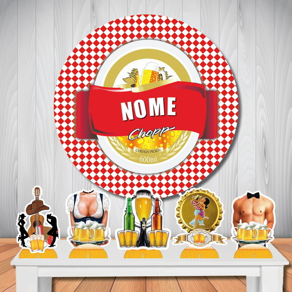Kit Painel de Festa Redondo 1,5m e Display Boteco Brahma