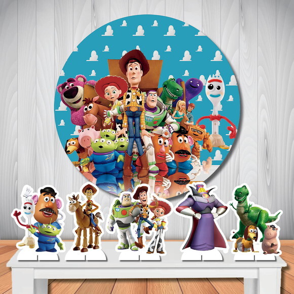 Kit Painel de Festa Redondo 1,5m e Display Toy Story