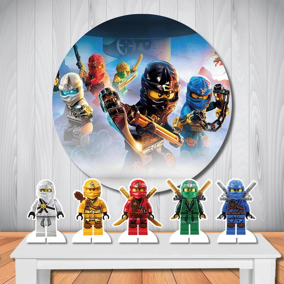 Kit Painel Redondo de Festa Aniversário e Display Ninjago