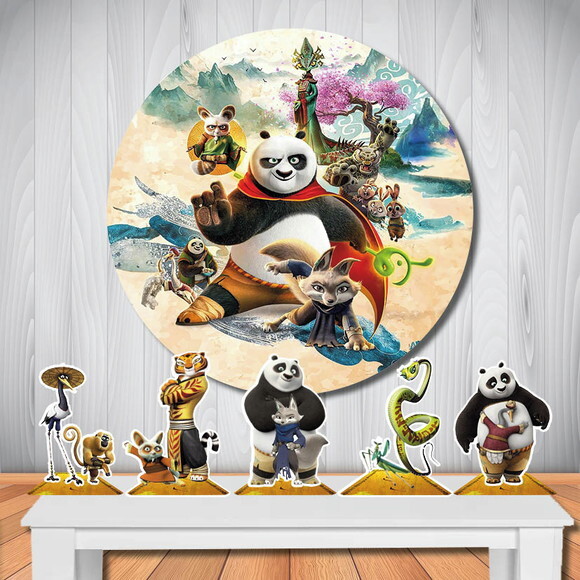 Kit Painel Redondo de Festa e Display Kung Fu Panda 4