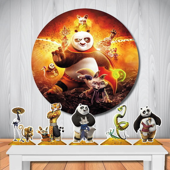Kit Painel Redondo de Festa e Display Kung Fu Panda 4