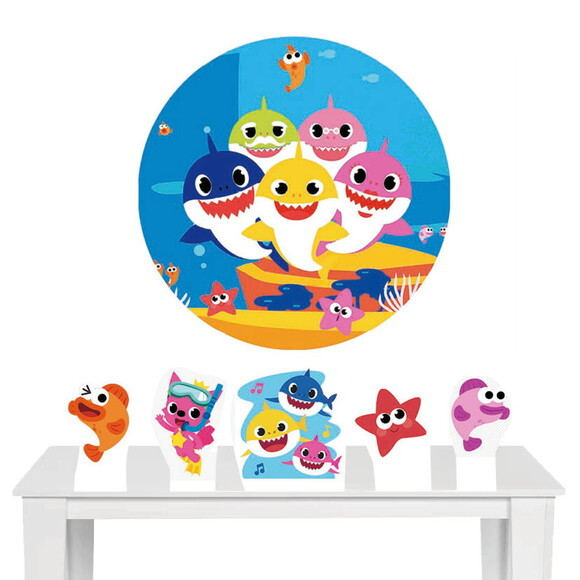 Kit Painel Redondo e Display Baby Shark - 1,50x1,50m